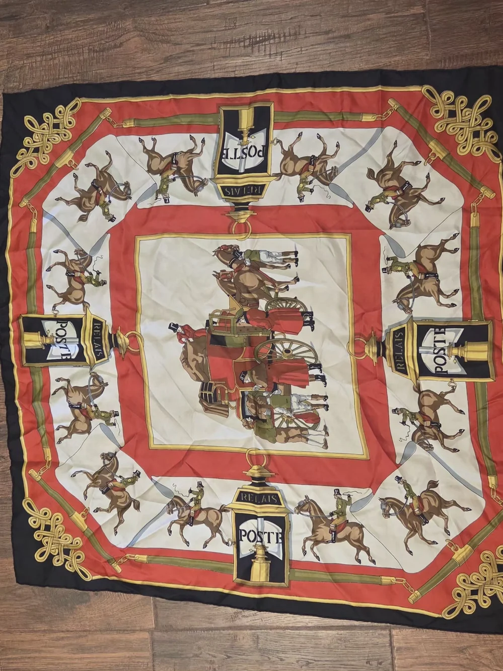 Vintage Silk Scarf Equestrian Relais Poste No Signature